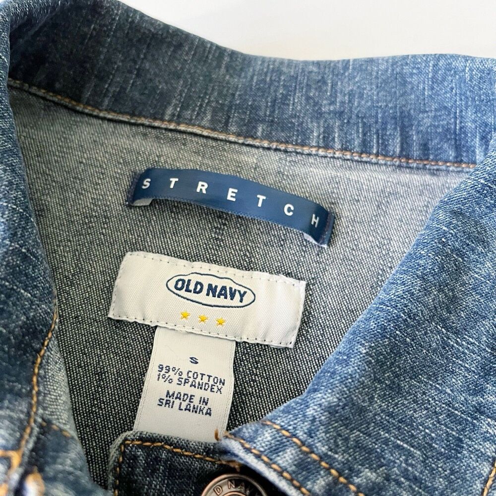 Vintage Old Navy Denim Jacket S Small Stretch Cotton Y2K Revival Utility Chic - Picture 4 of 16